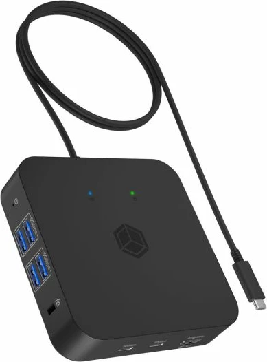 Docking station USB-C ICYBOX IB-DK4090-C 12-në-1, 85W PD, 3x HDMI 4K@60Hz, Gigabit LAN, e zezë