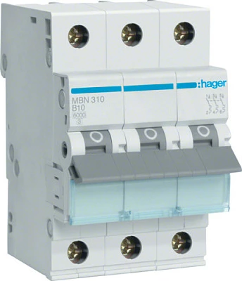 Siguresë automatike Hager MBN310, 3P, B10A, 6kA, 3 Module