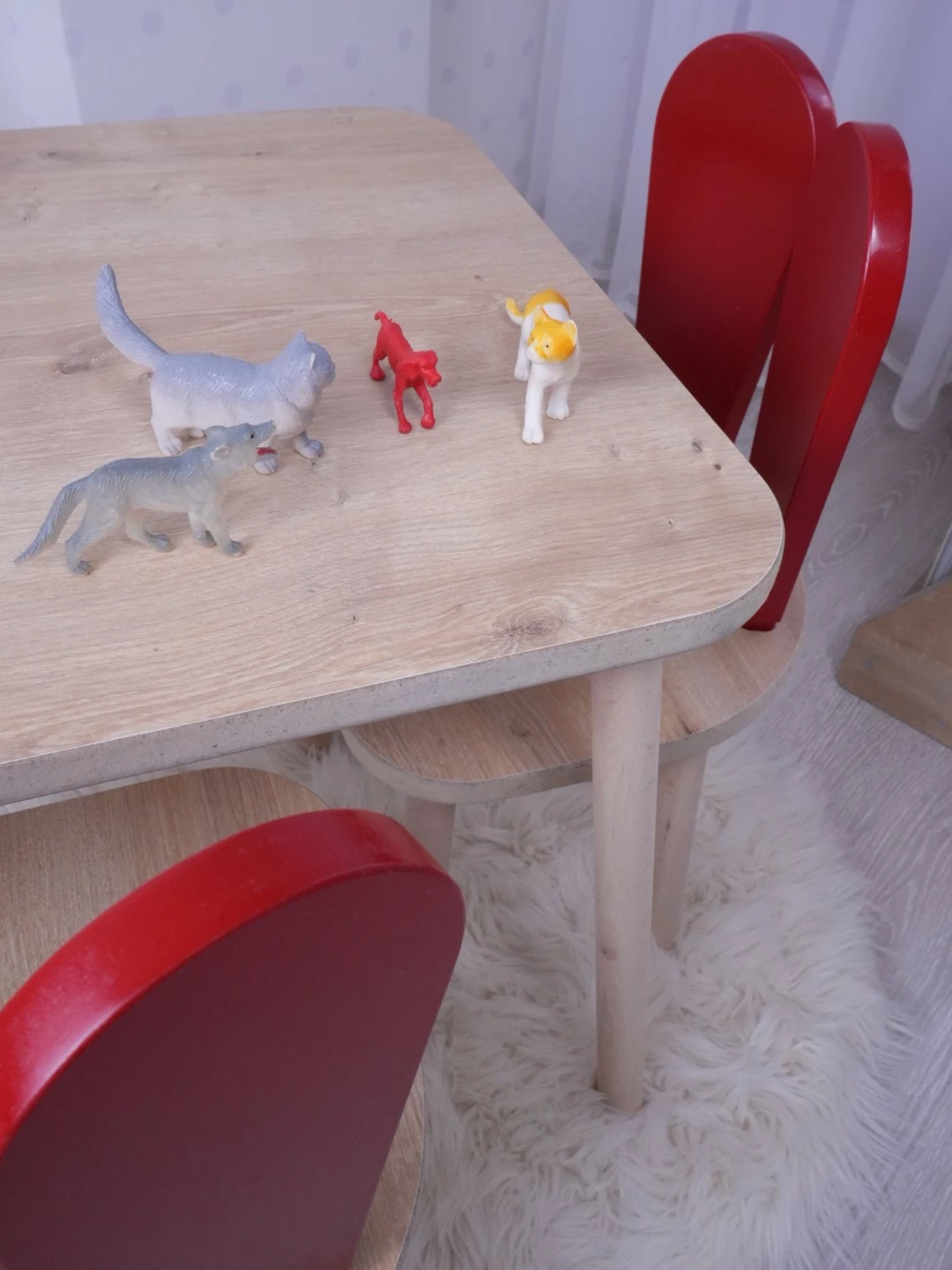 Set tavoline për fëmijë, Hanah Home, Bunny, një karrige, e kuqe, kafe