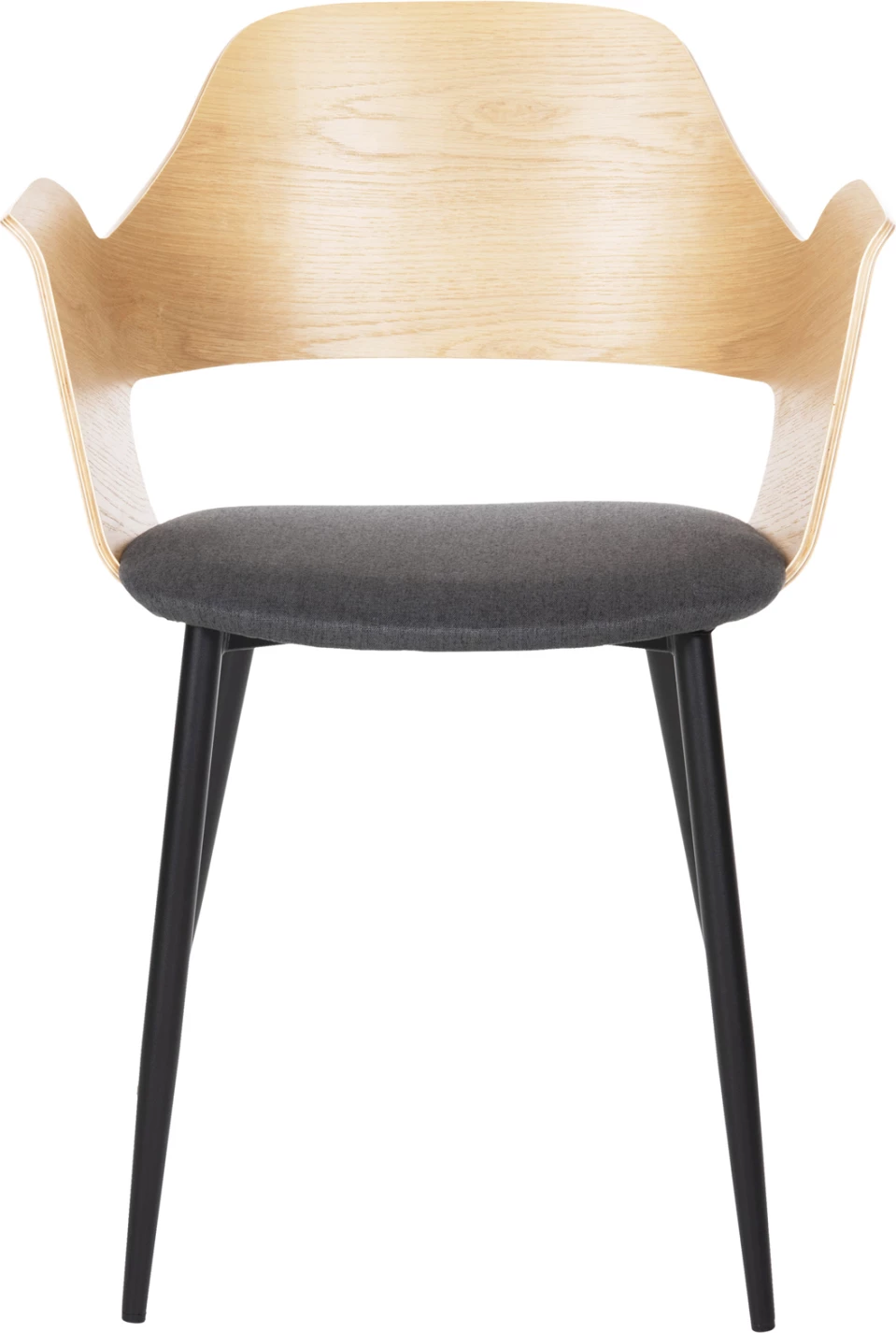 Karrige ngrënieje VELP FH9616.02 dru, ngjyrë natyrale-gri, këmbë metali të zeza, 55,5x50x79H cm, set prej 2 copë