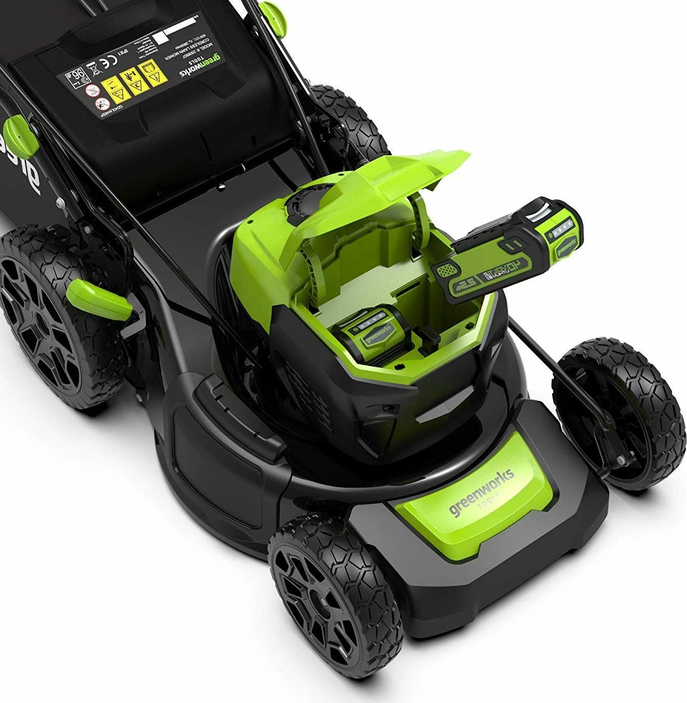 Kositëse bari me bateri Greenworks GD40LM46SP, 40V, 46cm, vetëlëvizëse, kosh 55L, 3-në-1, e gjelbër/zezë (bateri pa përfshi)