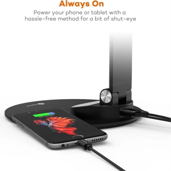 Llambë tavoline LED TaoTronics TT-DL19 9W me 5 nivele ndriçimi, 5 moda ngjyre, USB 5V/1A, e zezë