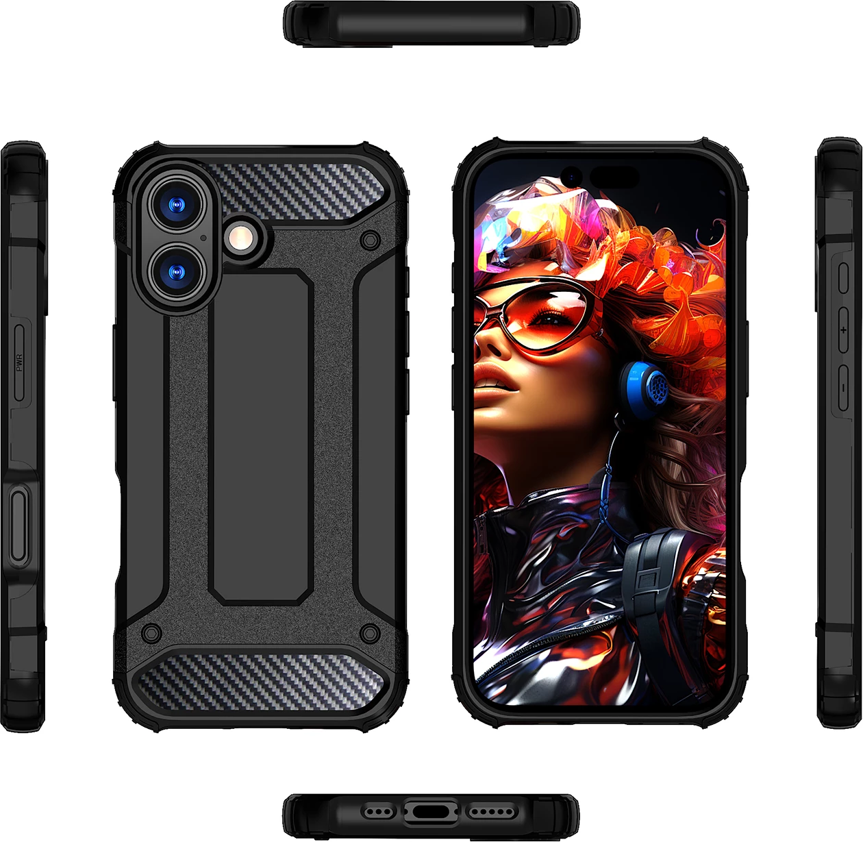 Mbështjellës Hurtel Hybrid Armor për iPhone 17, i zi