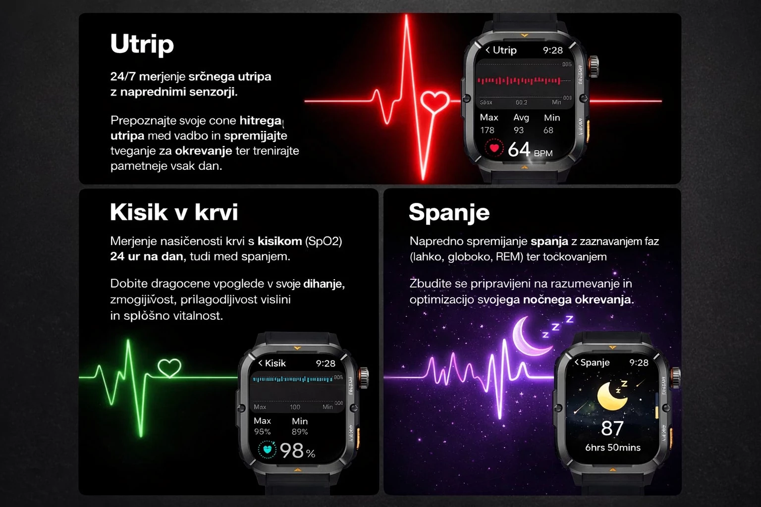 Smartwatch AGM Legion 3, 1.95" AMOLED, GPS, 500 mAh, 5ATM/IP68, MIL-STD-810H, Bluetooth thirrje, e zezë