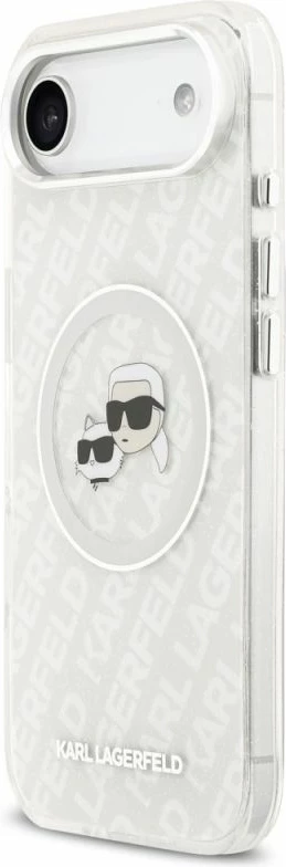 Kapak telefoni Karl Lagerfeld IML Glitter Karl & Choupette Heads Logo MagSafe për iPhone Air, hiri