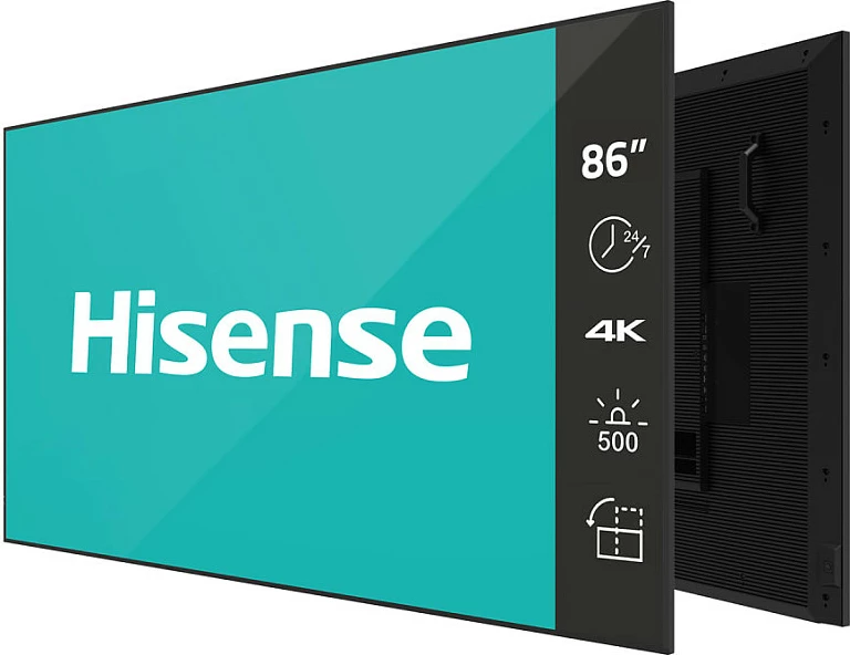 Ekran i madh Hisense 86 inç, 4K UHD, IPS, Digital Signage, 24/7, 500 nit