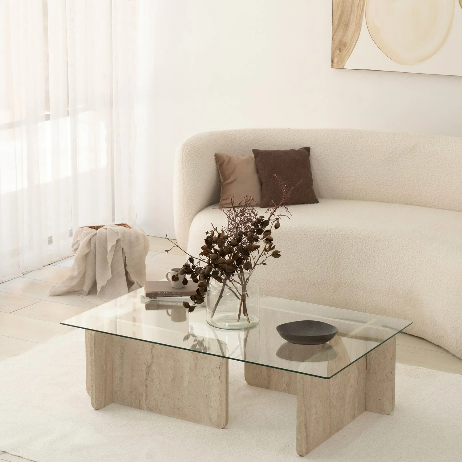 Tavolinë kafeje Hanah Home, Escape, ngjyrë travertine