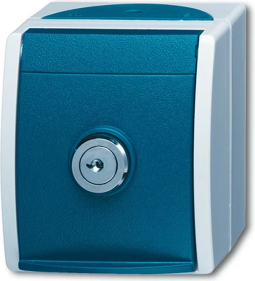 Prizë muri BUSCH-JAEGER 2083-0-0822, Schuko CEE 7/3, IP44, 16A 250V, 1x, blu/bardhë