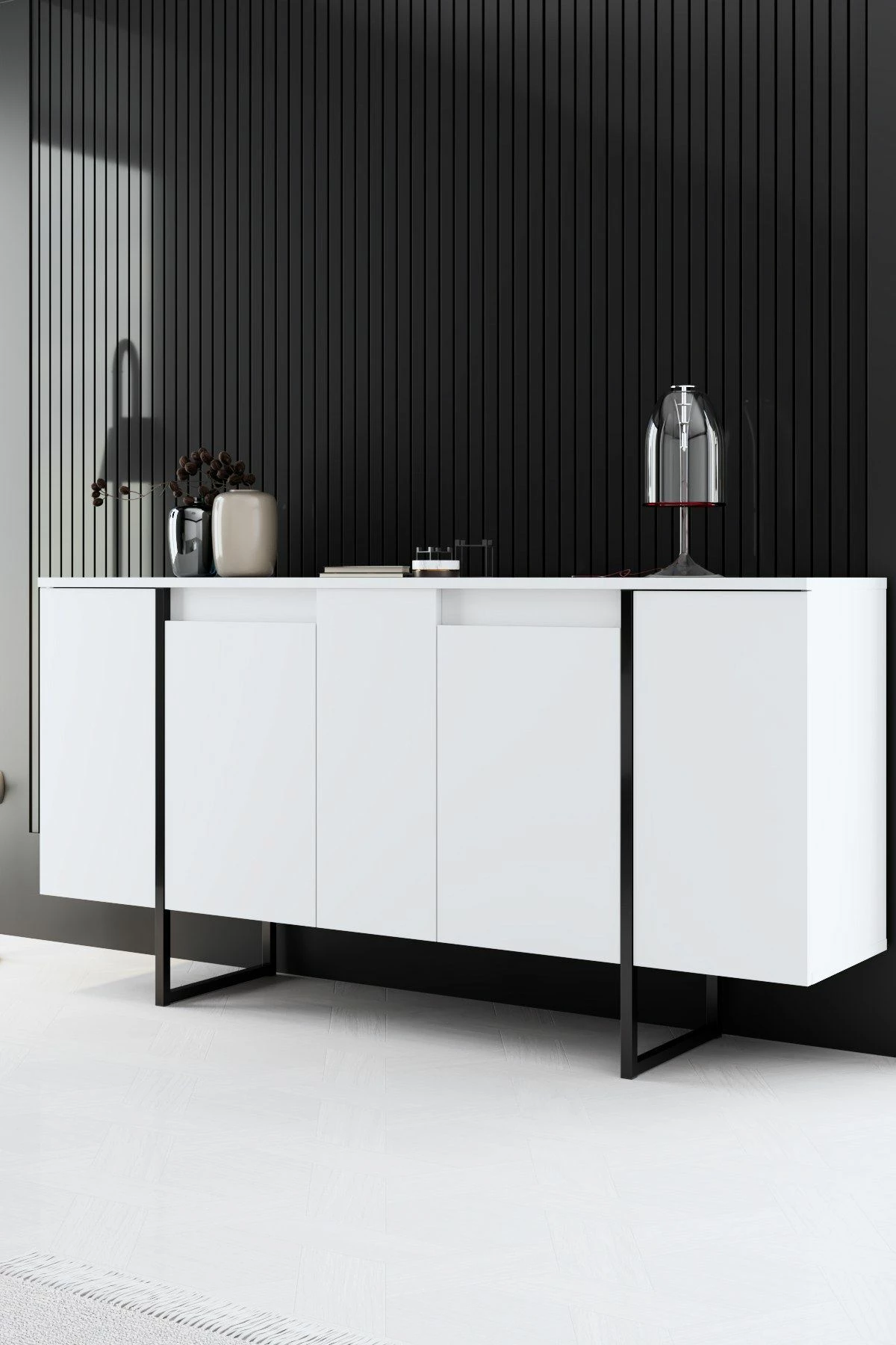 Konsol modern, ngjyrë bardhë e zi, Skye Decor, Luxe