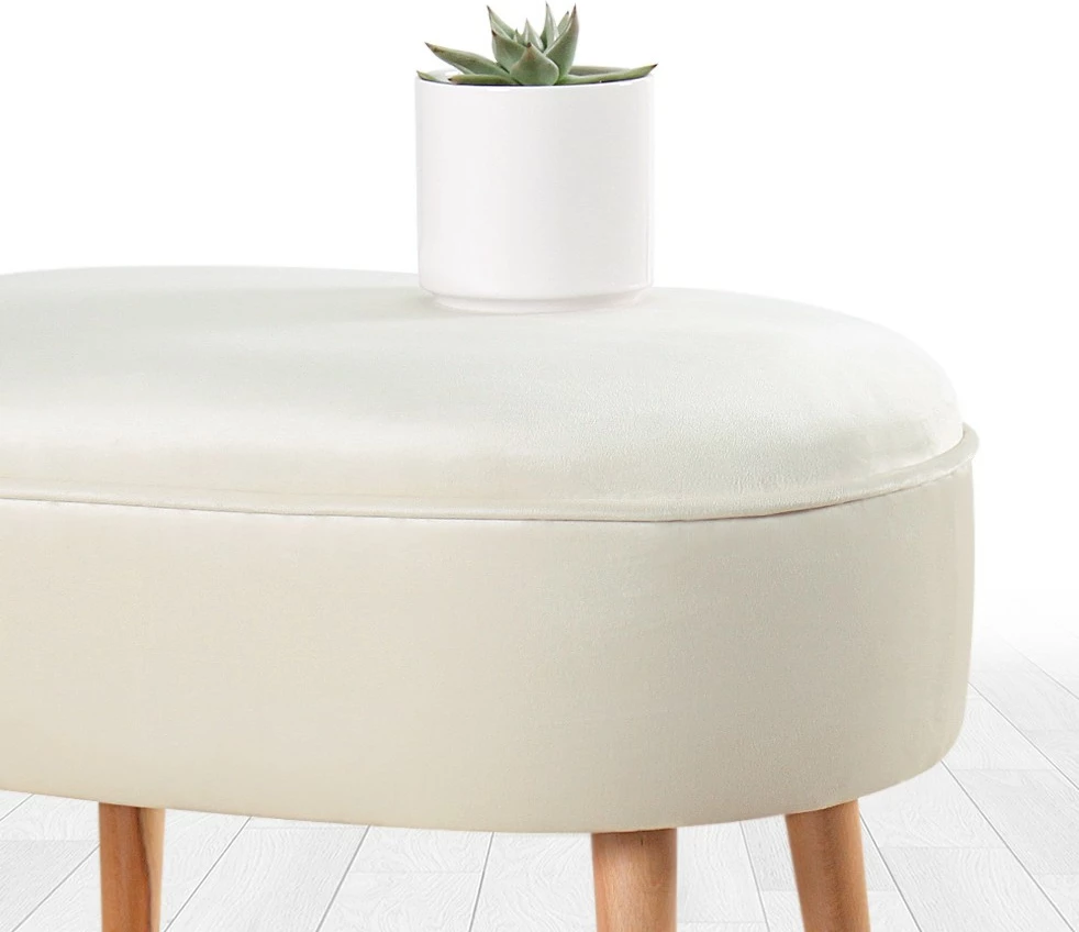 Puf Atelier del Sofa, kadife, ngjyrë krem
