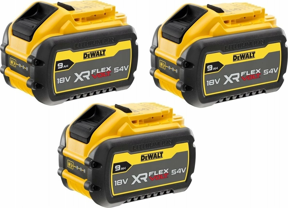 Set bateri Li-Ion dhe karikues DeWalt XR FlexVolt DCB118X3-QW 18/54V 9.0Ah/3.0Ah 162Wh (3 bateri + 1 karikues)