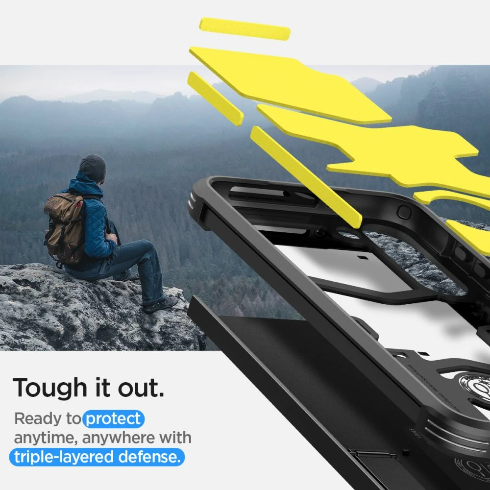 Mbështjellës Spigen Tough Armor për Samsung Galaxy S23, i zi