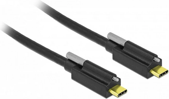 Kabllo USB-C DeLOCK USB 3.2 Gen 2, 10Gbps, 2m, me vidë fiksimi, e zezë