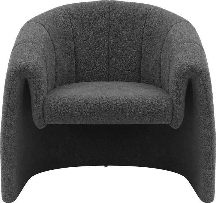 Fotel Fassy, pëlhurë bouclé, ngjyrë qymyr, 80x66x80cm