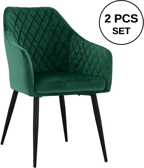 Karrige Charles FH8522.03 me kadife jeshile selvi 52x60x89 cm., set prej 2 copash