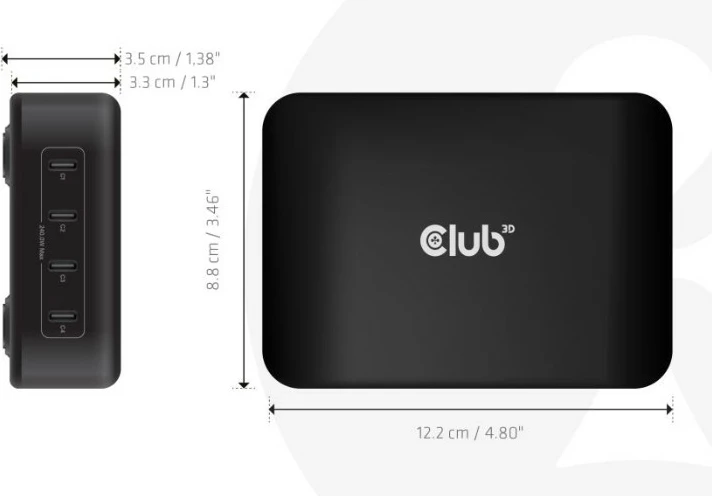 Karikues Club3D 4xUSB Type-C PD 240W, GaN, i zi