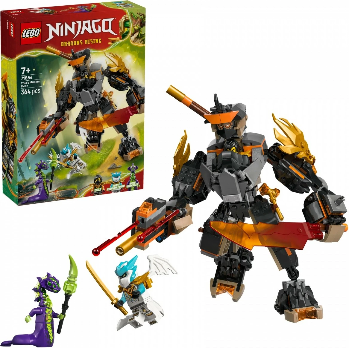 Set LEGO Ninjago 71854 mech i posaçëm i Cole dhe Zane, 364 pjesë, 7+