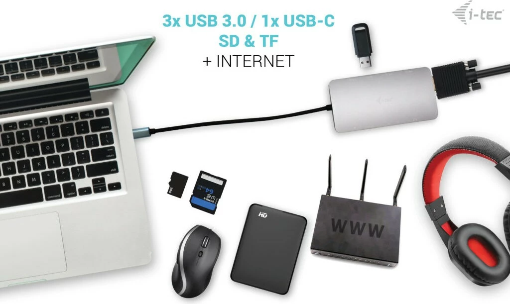 Doking stacion I-Tec Metal USB-C Travel Nano Dock, HDMI/VGA, LAN, Power Delivery 100W, argjend