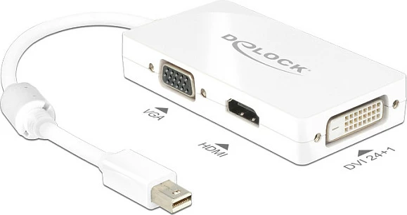 Adapter Mini DisplayPort DeLOCK, pasiv, VGA/HDMI/DVI-D, 0.16m, 1920x1200, i bardhë