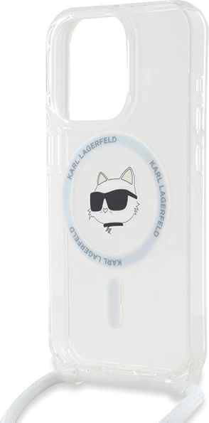 Mbështjellës Karl Lagerfeld IML Choupette Head & Cord MagSafe për iPhone 15 Pro Max, Transparent