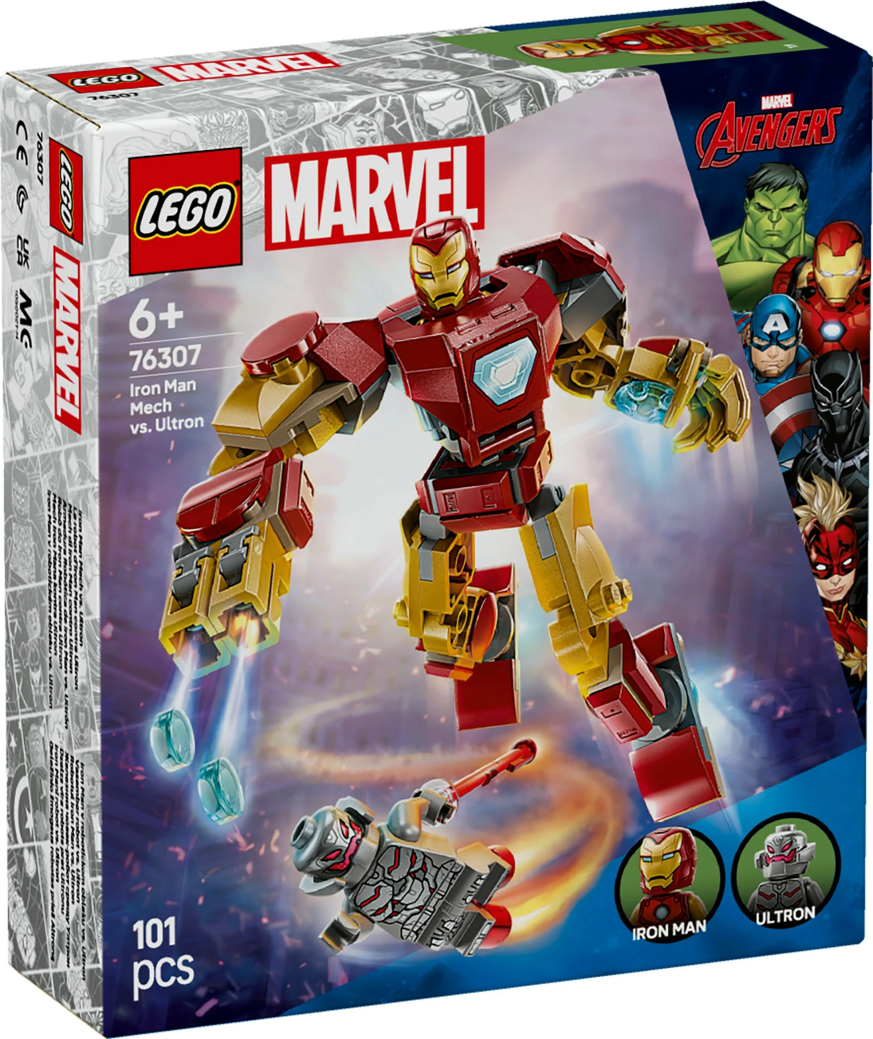 Set ndërtimi LEGO Marvel 76307 Iron Man Mech vs. Ultron, 101 pjesë, multikolor
