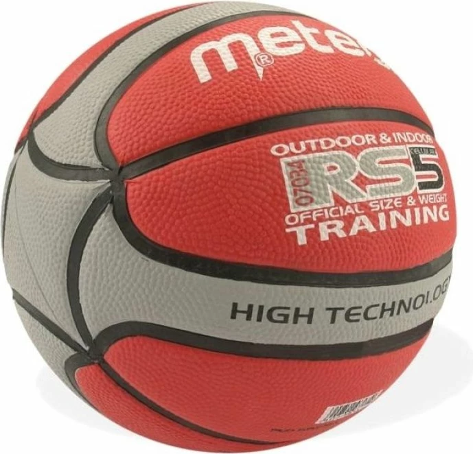 Top basketbolli Meteor RS5, e kuqe/gri [Madhësia: 5]