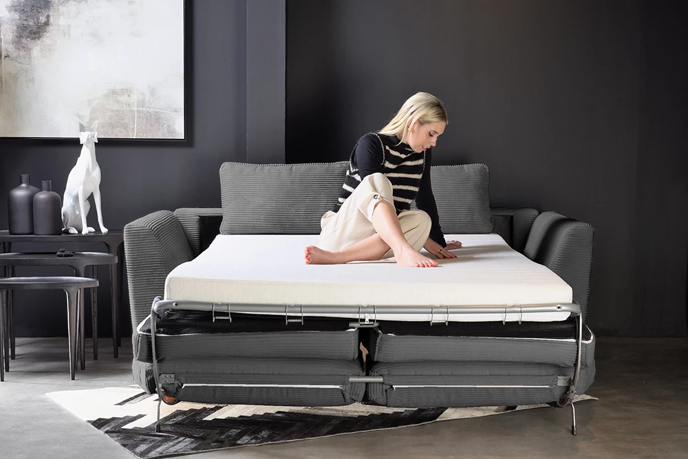 Divan-krevat COCOON, 3 vende, ngjyrë gri Lincoln 90, 208x94x92