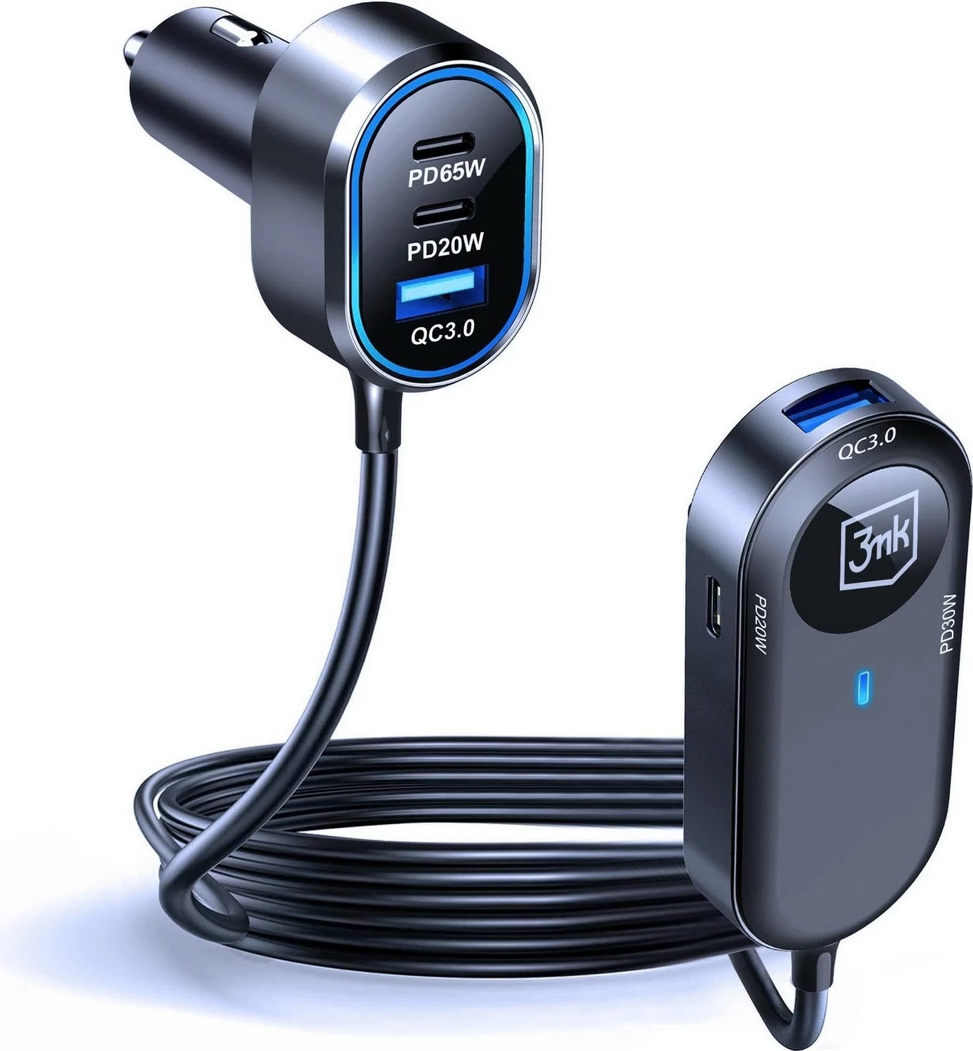 Karikues veture 3MK Double Car Charger 135W, 4x USB-C, 2x USB-A, i zi