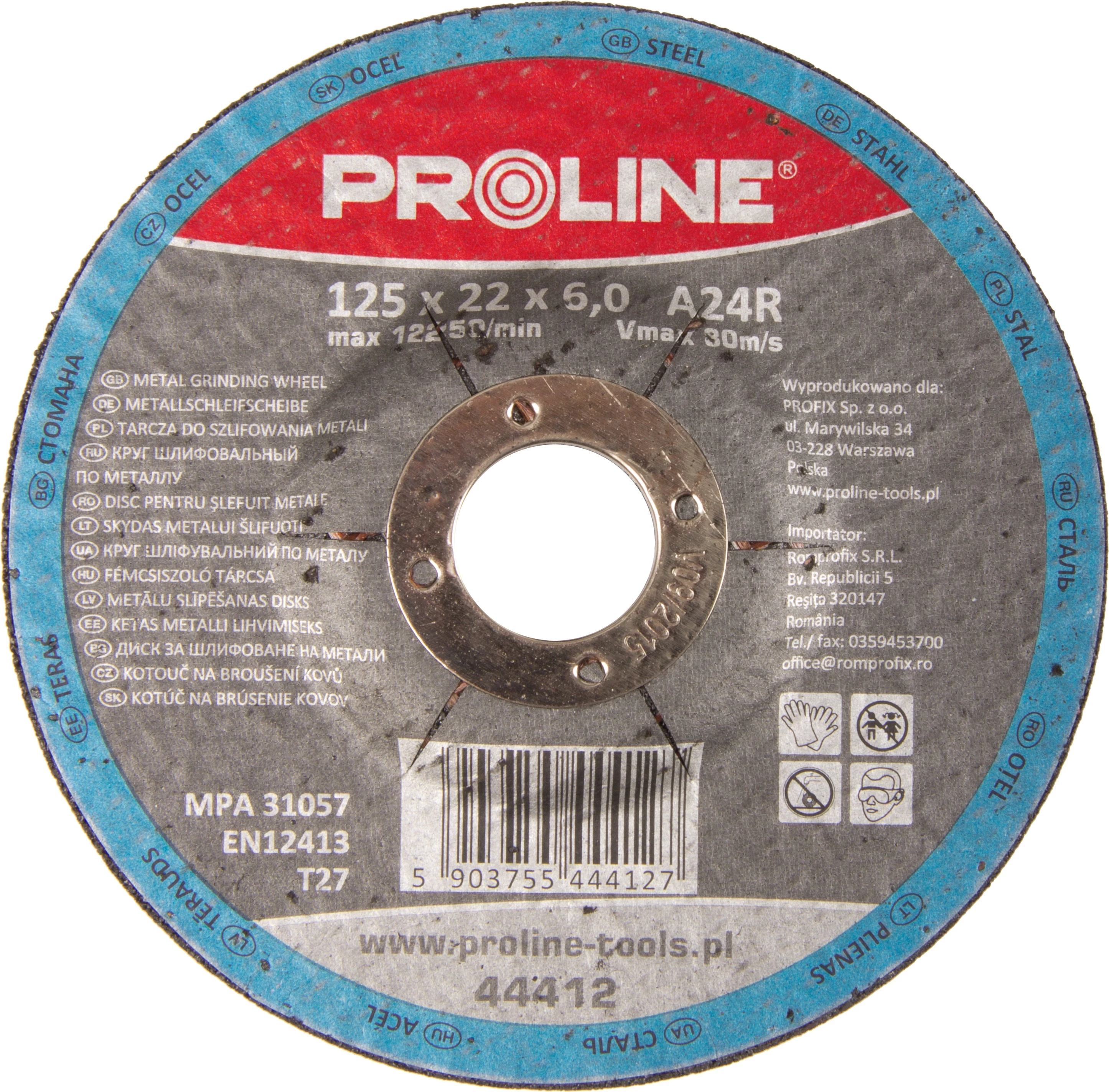 Disk gërryes për metal PROLINE T27 125x22.2x6 mm 44412