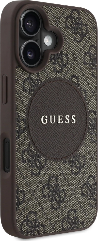 Mbështjellës Guess 4G Circle Classic Logo MagSafe për iPhone 16, Kafe