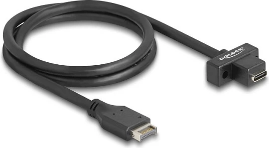 Kabllo adapter USB DeLOCK Type-E 20-pin në USB-C panel-mount, 0.7 m, USB 3.2 Gen 2, e zezë