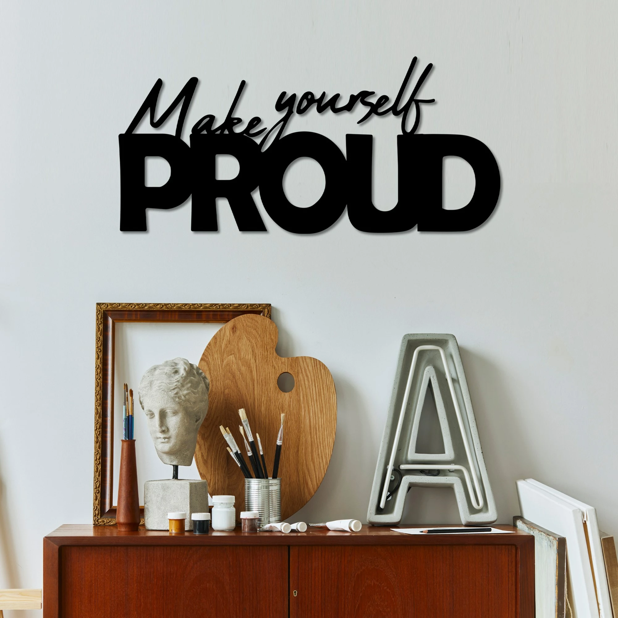 Aksesor dekorativ metalik për mur, Wallity, Make Yourself Proud