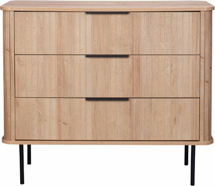 Komodë me rrota, ngjyrë sonoma, këmbë të zeza, 100x45x79cm