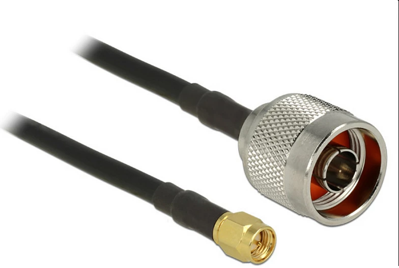 Kabllo antene DeLOCK 89465, RG-58, 5 m, N plug - SMA plug, e zezë