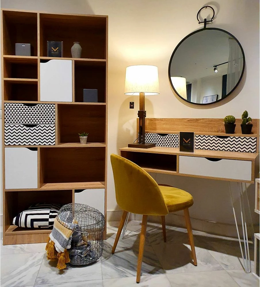 Raft librash Mintoni, sonoma, i bardhë me dizajn, 80x39x180