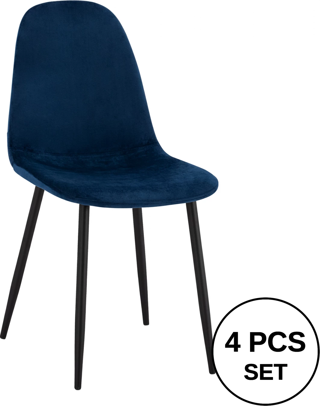 Karrige Leonardo Velvet Blu me Këmbë Metalike FH00100.08 43x54x88 cm., set prej 4 copë