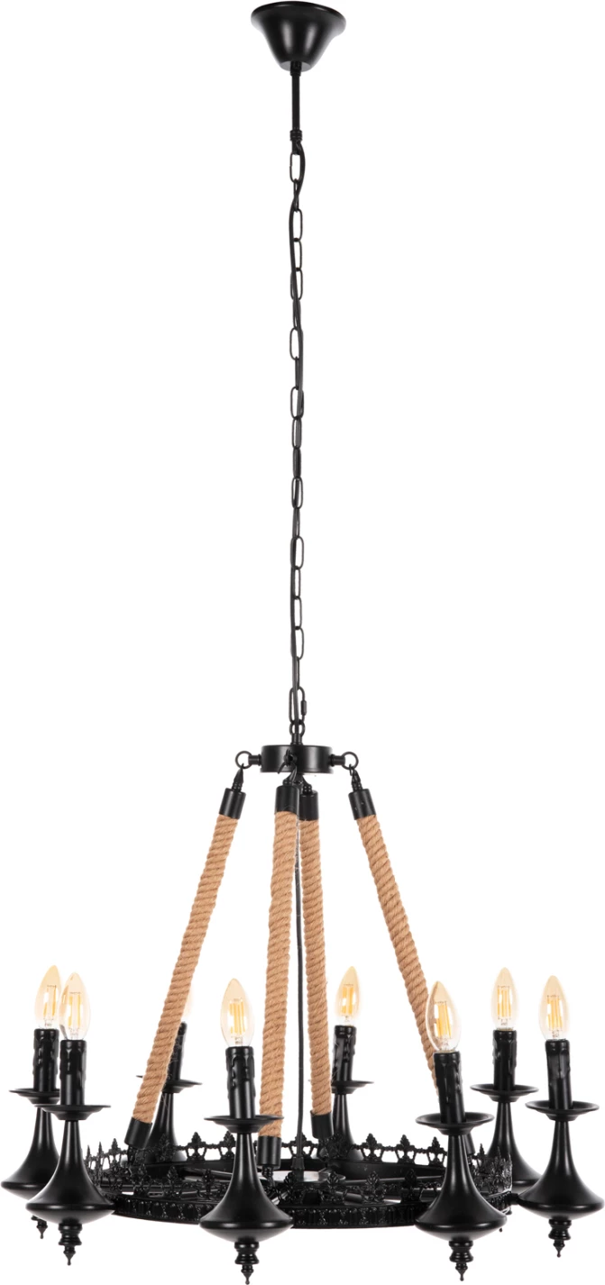 Llambë tavanore me 8 drita, FH4169, metal i zi, Φ66x131H cm