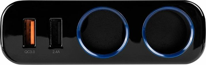 Karikues veture Modecom Royal MC-CG2U2Q (ZT-MC-CG2U2Q-11), 2x USB-A, Quick Charge, 12/24V, 2x prizë çakmaku, i zi