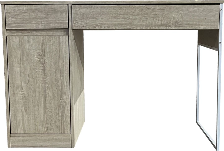 Tavolinë pune, ngjyrë natyrale, këmbë metalike të bardha, 110x50x76cm