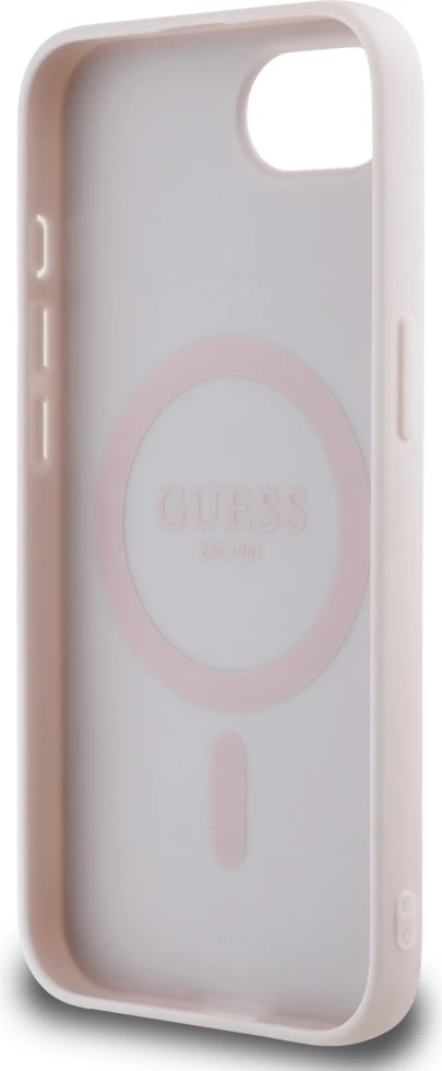 Mbështjellës Guess Peony Script Logo MagSafe për iPhone 16e, Kafe