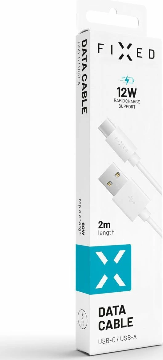 Kabl USB Fixed Data Cable FIXD-UC2M-WH, USB-A në USB-C, 2 m, i bardhë, me organizer kablli