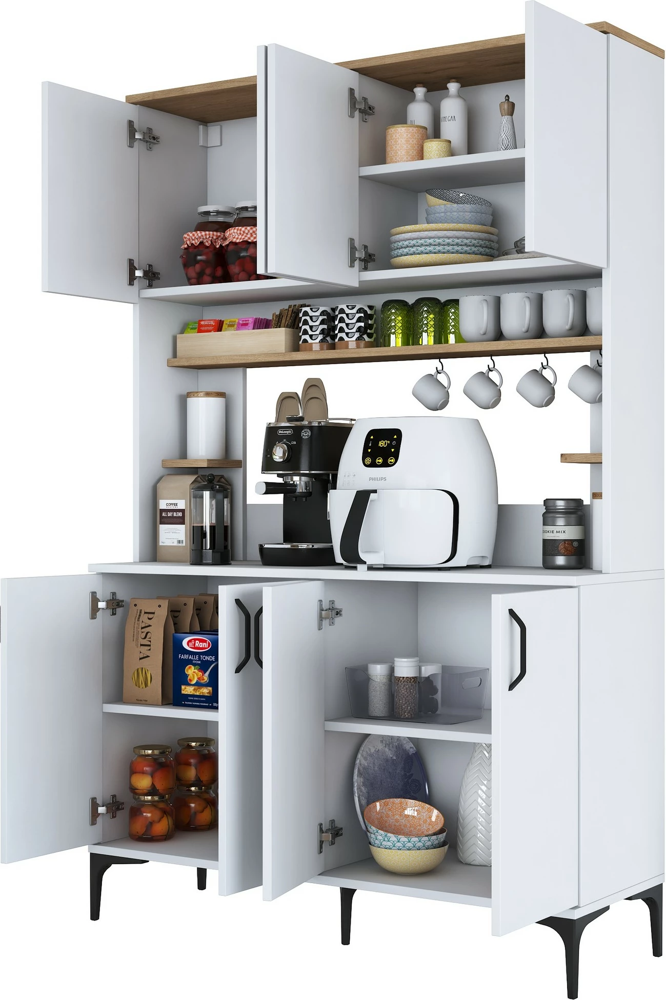 Dollap multifunksional Hanah Home, JE176 - 3291, ngjyrë e bardhë dhe arre