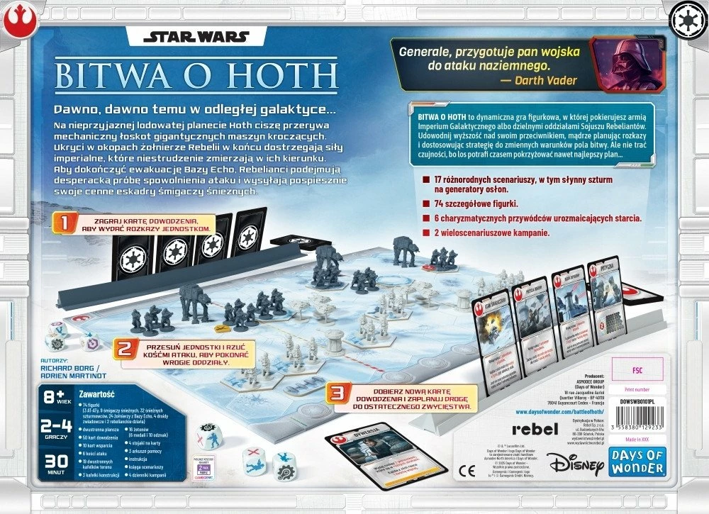 Lojë tavoline Rebel Star Wars: Battle of Hoth, 2-8 lojtarë, 30 min, 8+, version polonisht
