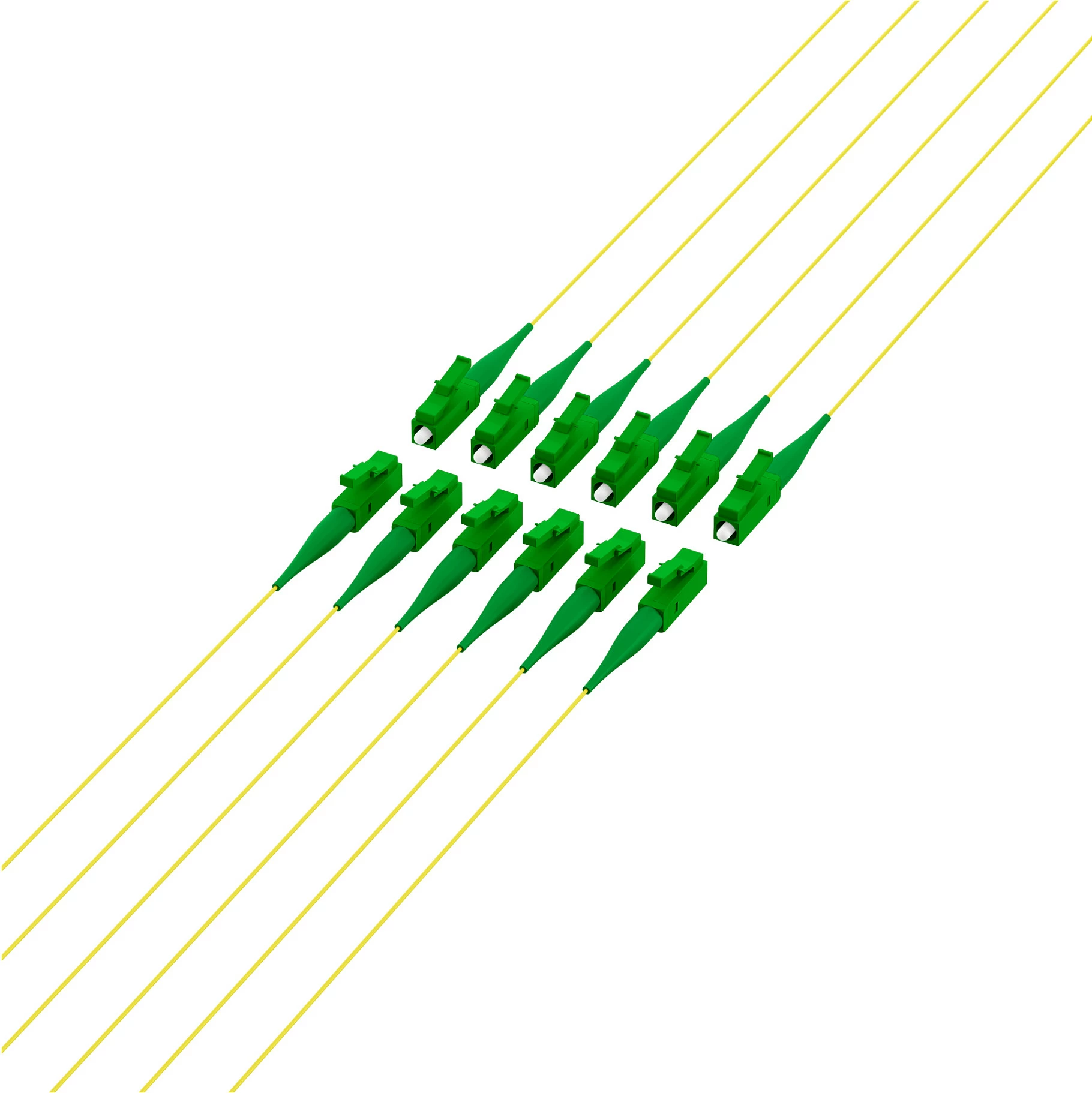 Kabllo fibër optike EFB Elektronik FTTH-PIGTAIL-LCA1, LC/APC OS2 single-mode, 2 m, 6x LC–6x LC, verdhë/jeshile