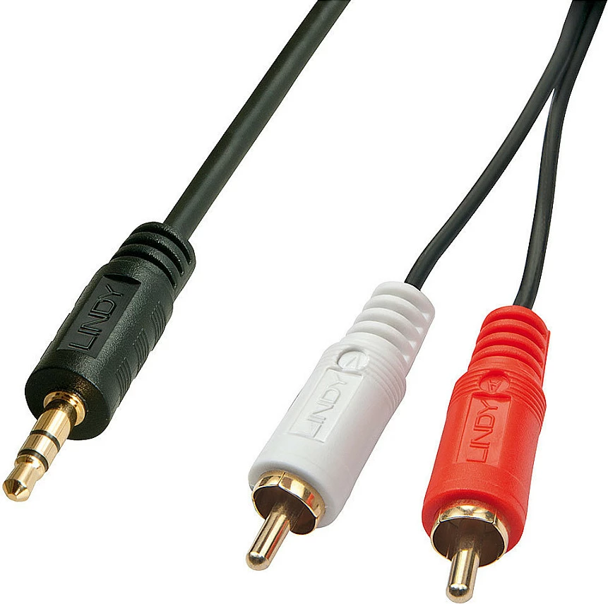 Kabllo audio Lindy Premium Phono 3.5mm në 2xRCA, 1m, e zezë