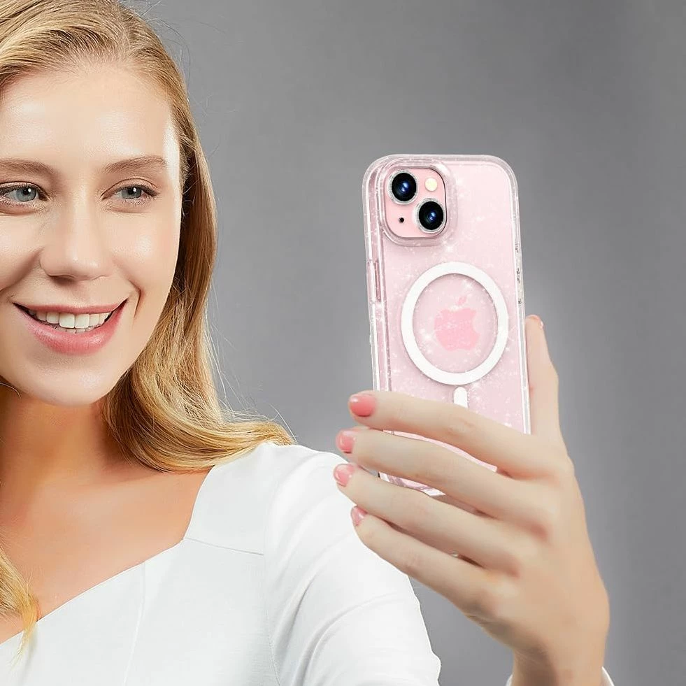 Mbështjellës Tech-Protect FlexAir Hybrid MagSafe për iPhone 15, Transparent me shkëlqim