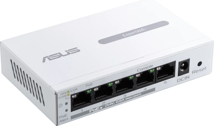 Switch ASUS ExpertWiFi EBP15, 5-Port Gigabit, smart managed PoE+ (4x PoE+), 60W, i bardhë