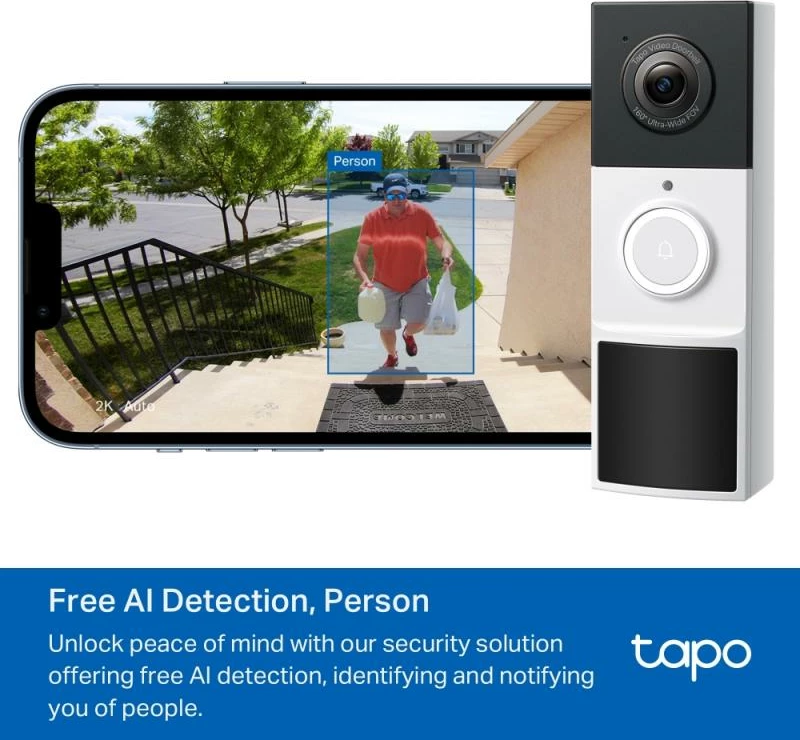 Zile dere me video smart TP-Link Tapo D210 2K 3MP, bateri 6400mAh, me zile të brendshme, e zezë