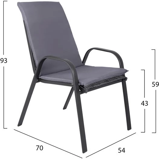 Tavolinë me karrige, 7 pjesë, jastëk & tavolinë 150x90 FH10572.01 Gri