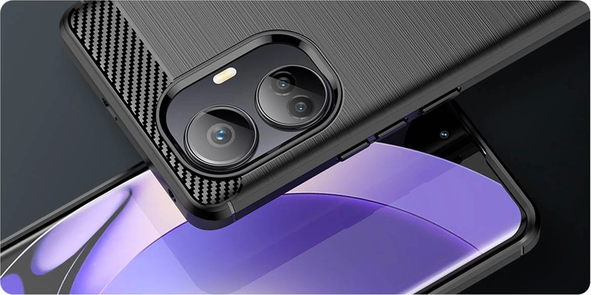 Mbështjellës Hurtel Carbon Case për Realme 10 Pro+, TPU, i zi